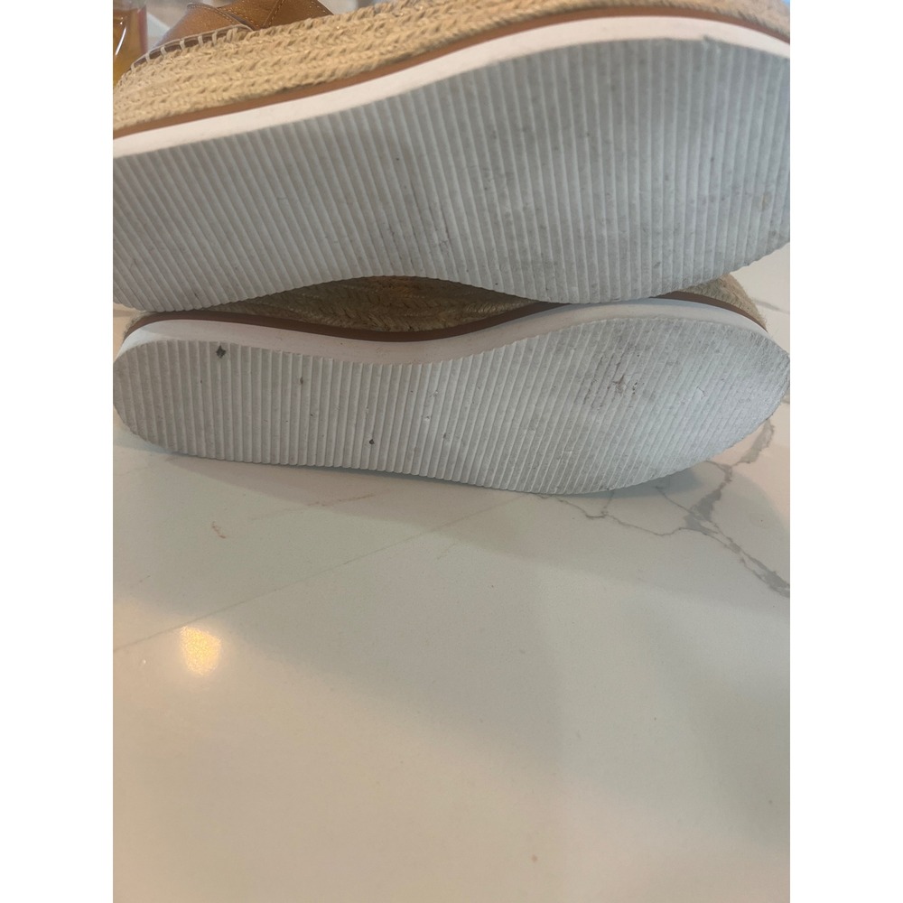 See By Chloe Tan Leather Espadrille Wedge Sandals Ankle Strap Platform 37 size 7 - Picture 4 of 4